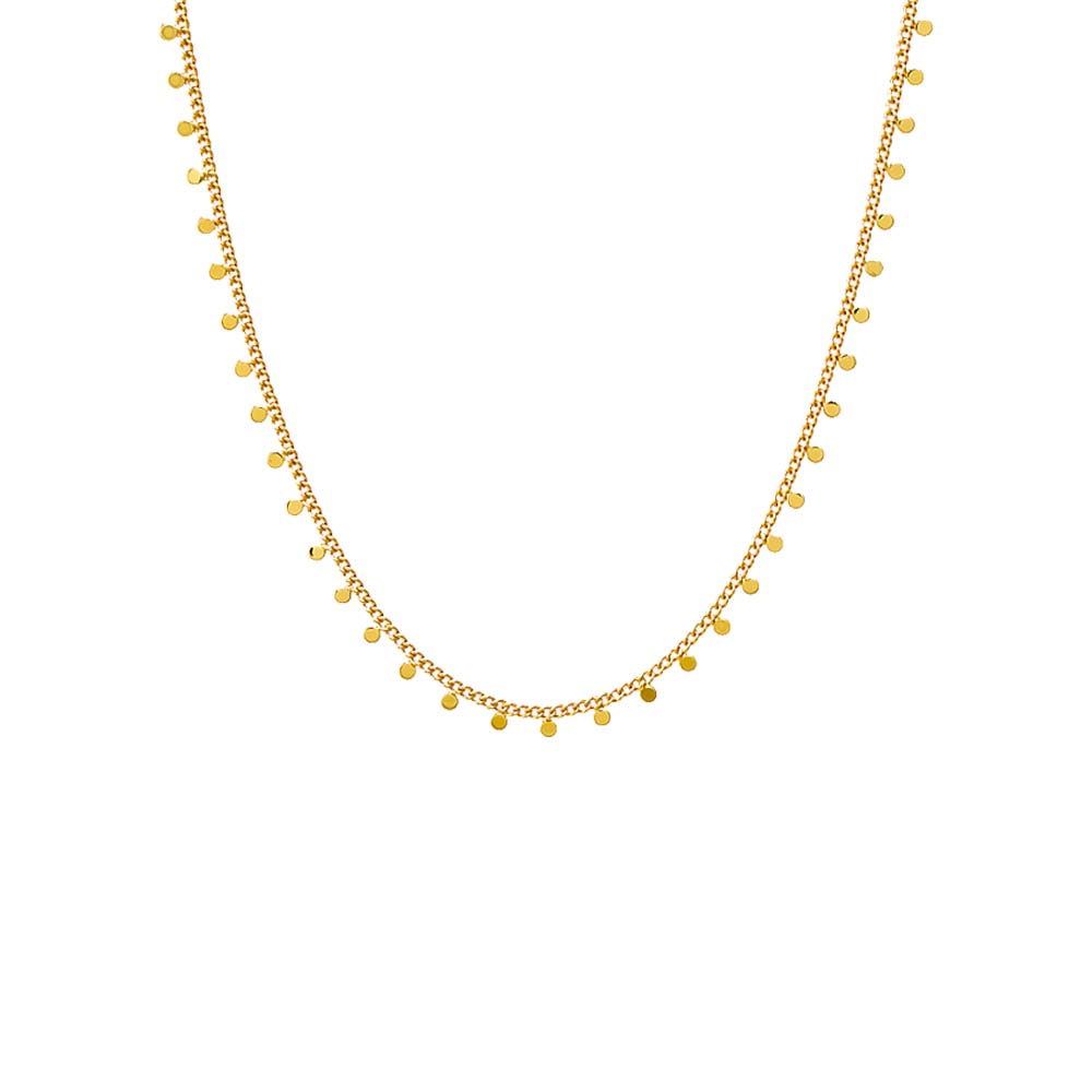 Gold / 14" Solid Dangling Discs Cuban Link Necklace - Adina Eden's Jewels