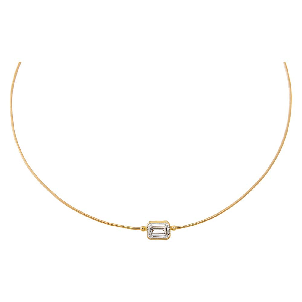 14K Gold / 3CT Lab Grown Diamond Emerald Embedded Chain Necklace 14K - Adina Eden's Jewels