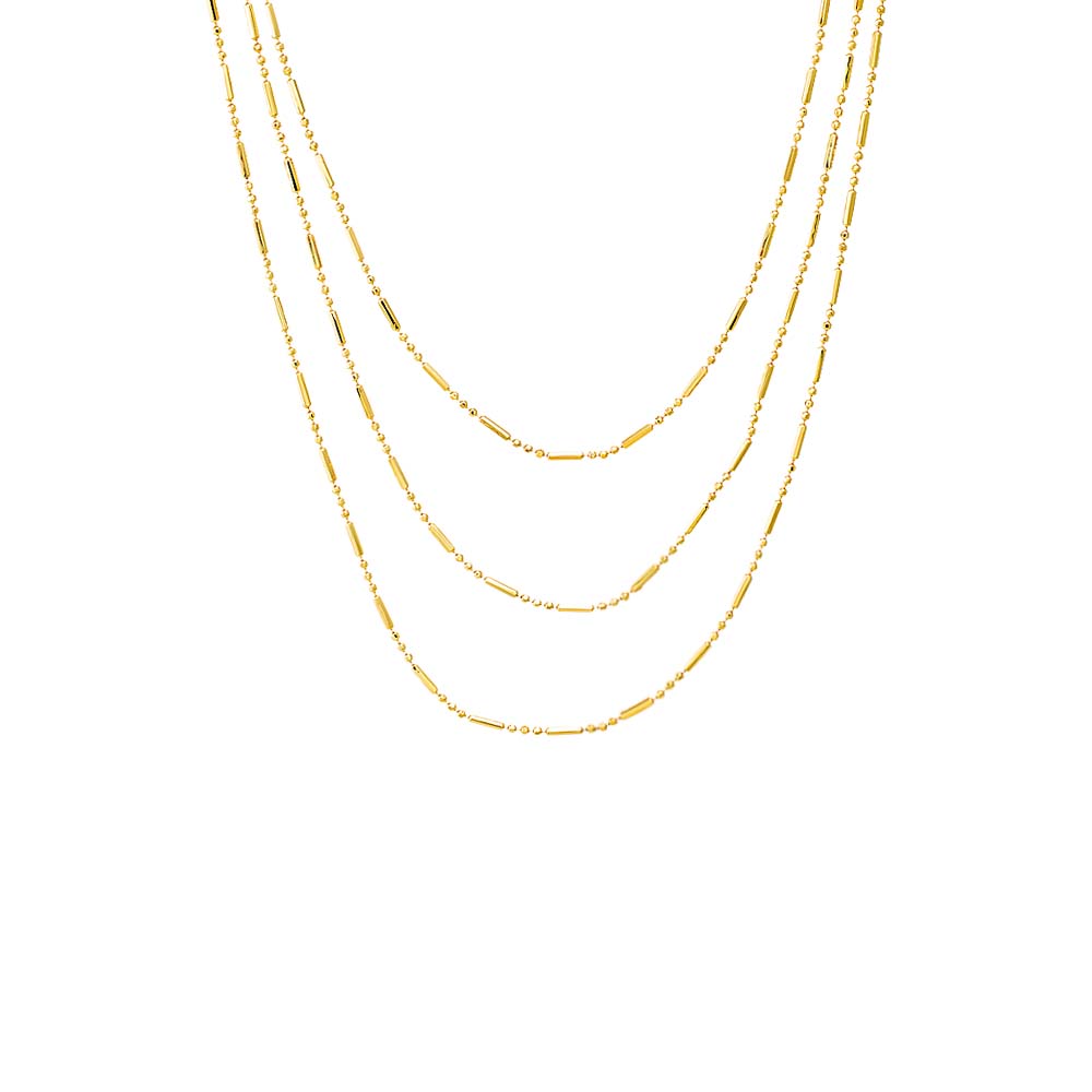 Gold Solid Bar X Ball Chain Necklace Combo Set - Adina Eden's Jewels