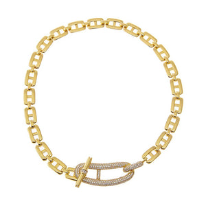Gold Pave Accented Mariner Toggle Necklace - Adina Eden's Jewels