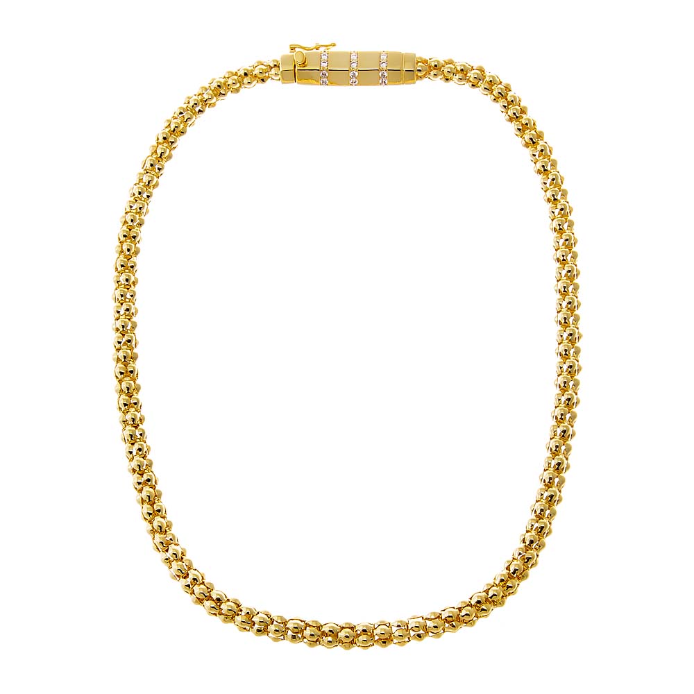 Gold Beaded Cluster Rounded Clasp Pendant Necklace - Adina Eden's Jewels