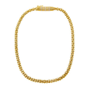 Gold Beaded Cluster Rounded Clasp Pendant Necklace - Adina Eden's Jewels