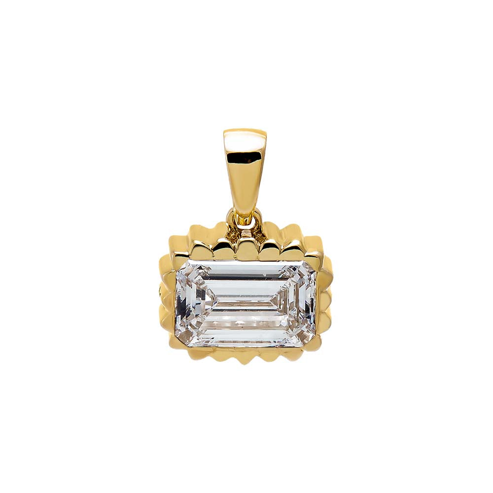 14K Gold / 1CT Lab Grown Diamond Bezel Emerald Pendant 14K - Adina Eden's Jewels