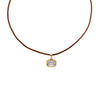Brown / 1CT Lab Grown Diamond Emerald Beaded Brown Leather Chain Necklace 14K - Adina Eden's Jewels