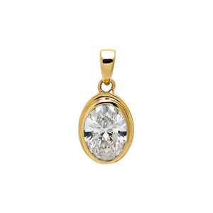 Lab Grown Diamond Oval Bezel Pendant 14K - Adina Eden's Jewels