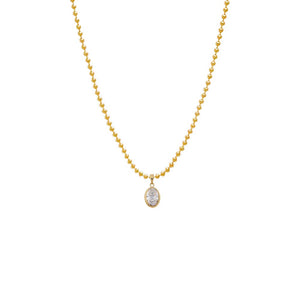 14K Gold / 1CT Lab Grown Diamond Oval Bezel Ball Link Necklace 14K - Adina Eden's Jewels