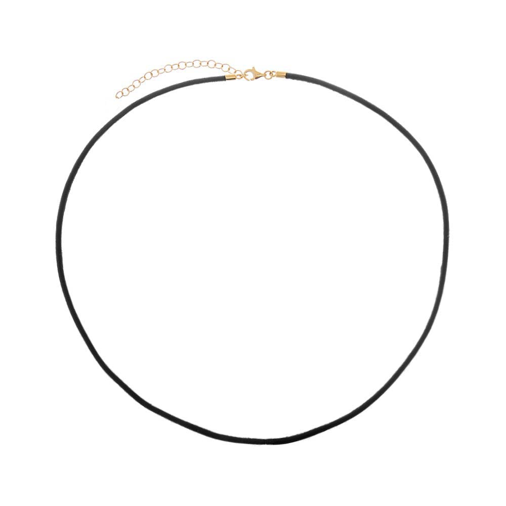 Black Black Leather Rope Chain Choker Necklace 14K - Adina Eden's Jewels