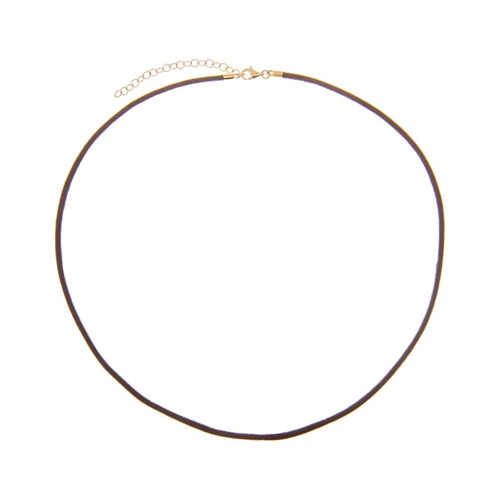 Brown Brown Leather Rope Chain Choker Necklace 14K - Adina Eden's Jewels