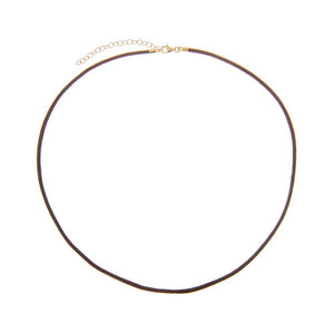 Brown Brown Leather Rope Chain Choker Necklace 14K - Adina Eden's Jewels