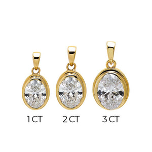 Lab Grown Diamond Oval Bezel Omega Chain Necklace 14K