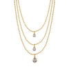 Lab Grown Diamond Pear Bezel Ball Link Necklace 14K