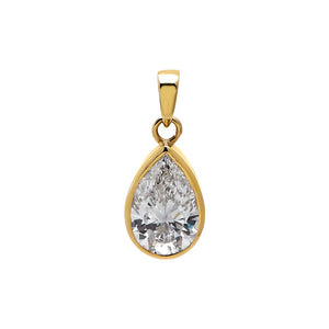 14K Gold / 1CT Lab Grown Diamond Pear Bezel Pendant 14K - Adina Eden's Jewels