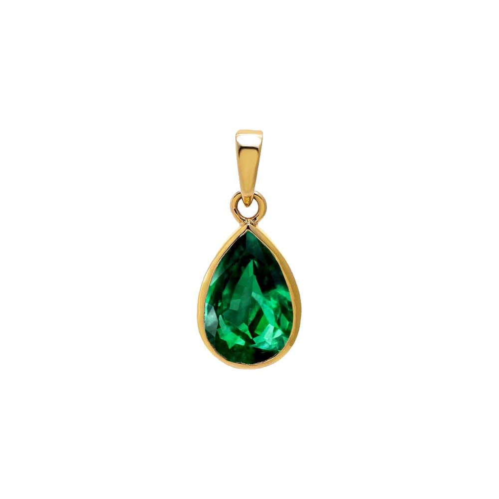 Colored CZ Pear Bezel Pendant