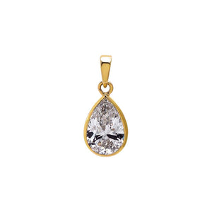 Colored CZ Pear Bezel Pendant