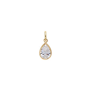 Lab Grown Diamond Pear Bezel Pendant 14K