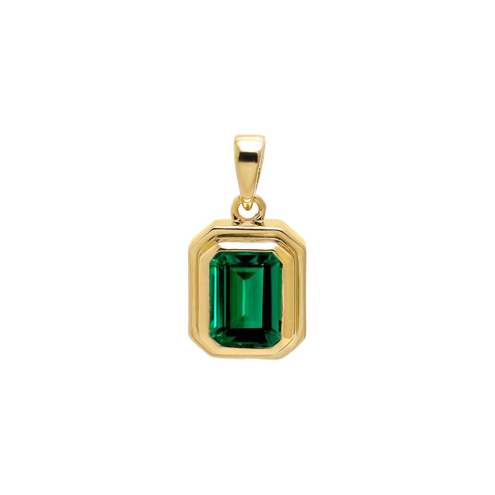 Colored CZ Emerald Bezel Pendant