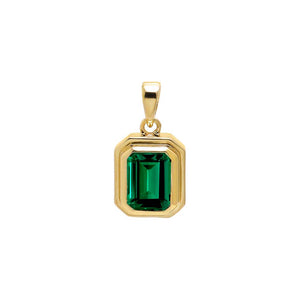 Colored CZ Emerald Bezel Pendant