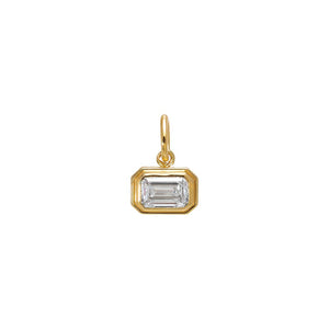 Lab Grown Diamond Emerald Bezel Pendant 14K