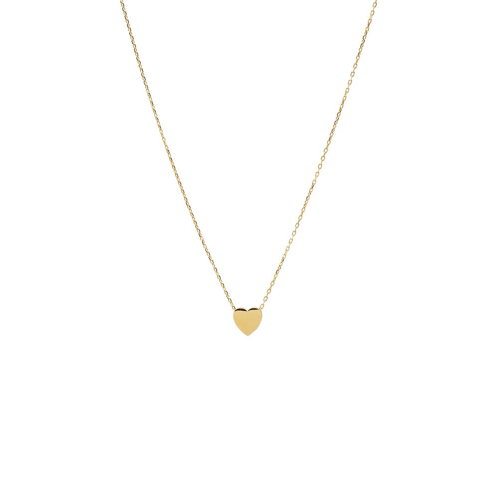 14K Gold Solid Heart Pendant Charm Necklace 14K - Adina Eden's Jewels