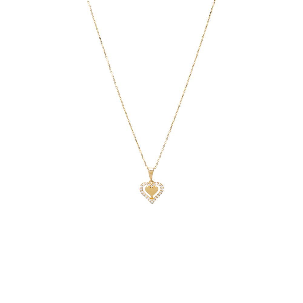 14K Gold Diamond Solid/Pave Cutout Heart Pendant Necklace 14K - Adina Eden's Jewels