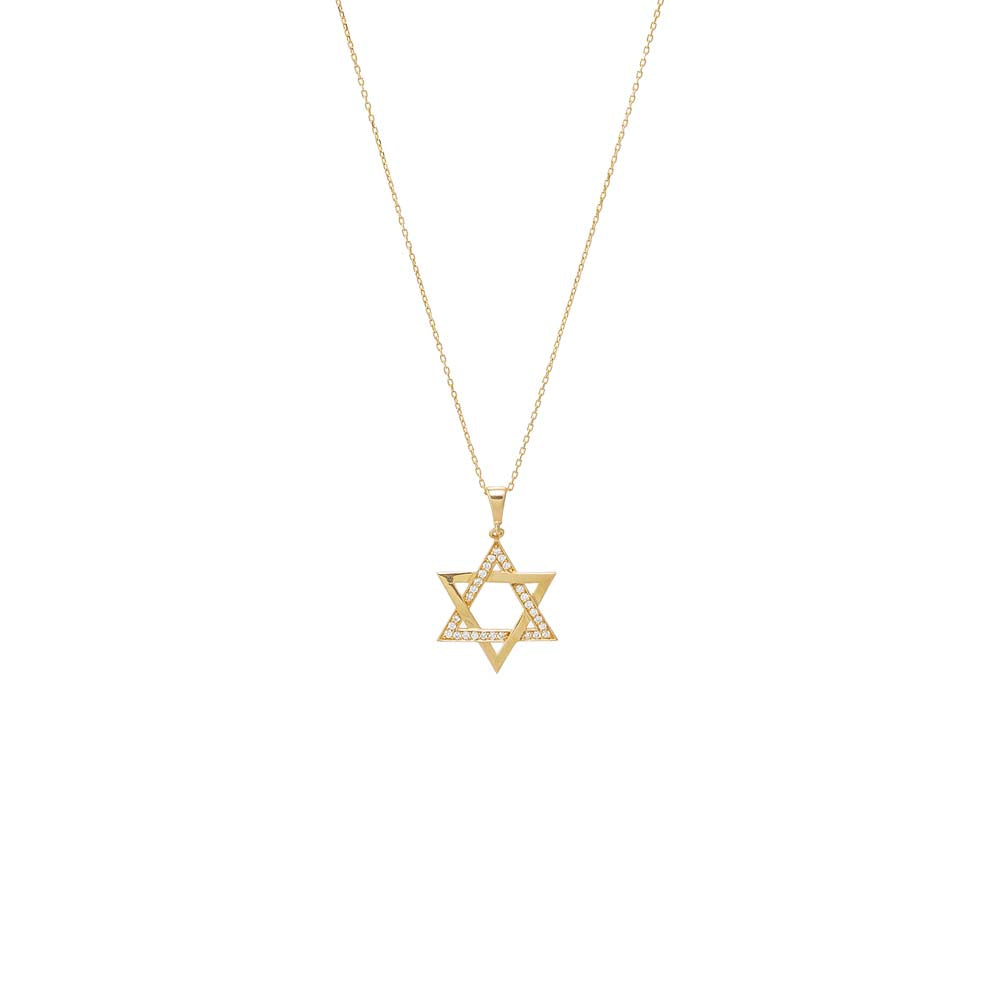 14K Gold Large Diamond Accented Cutout Star Of David Pendant Necklace 14K - Adina Eden's Jewels