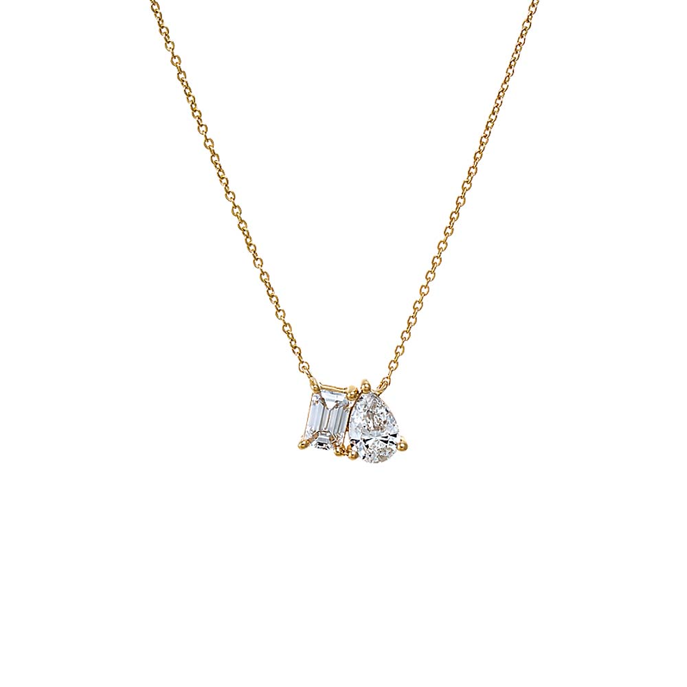 14K Gold Lab Grown Diamond Toi E Moi Pendant Necklace 14K - Adina Eden's Jewels