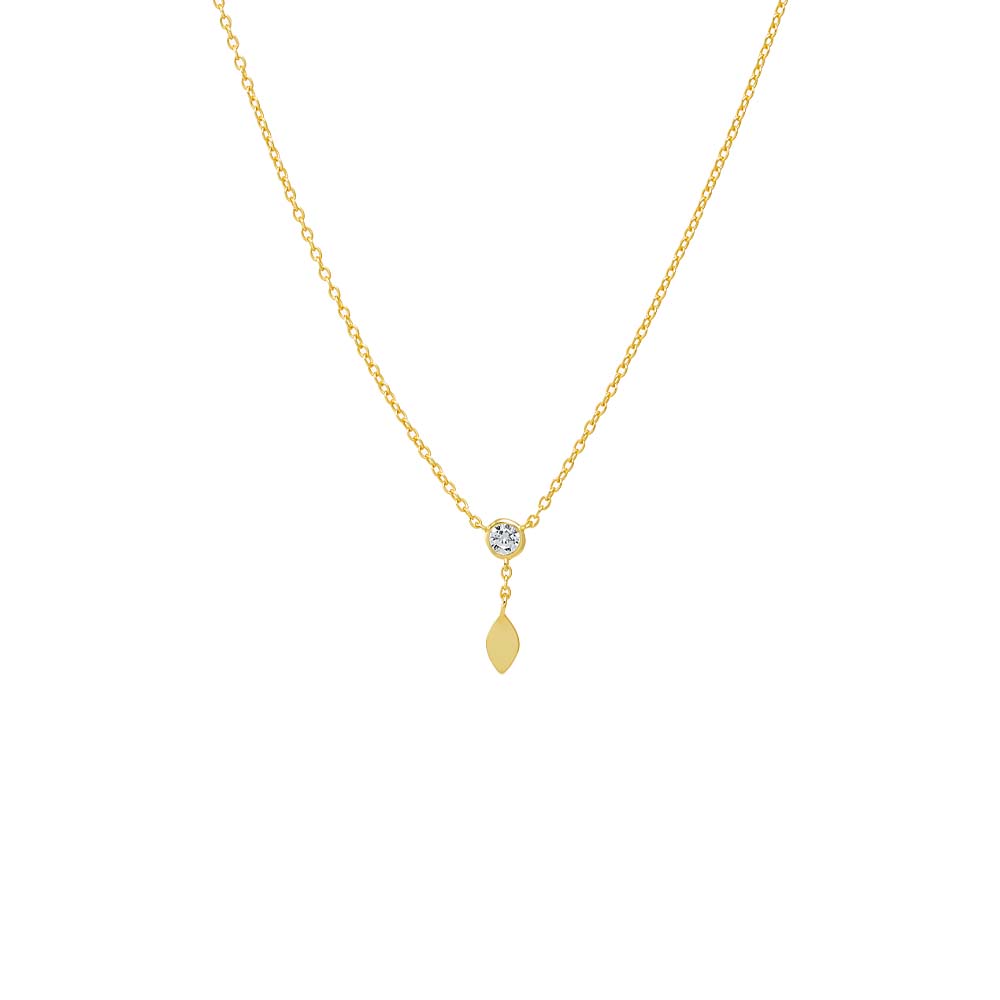 Gold CZ Bezel X Solid Marquise Drop Necklace - Adina Eden's Jewels