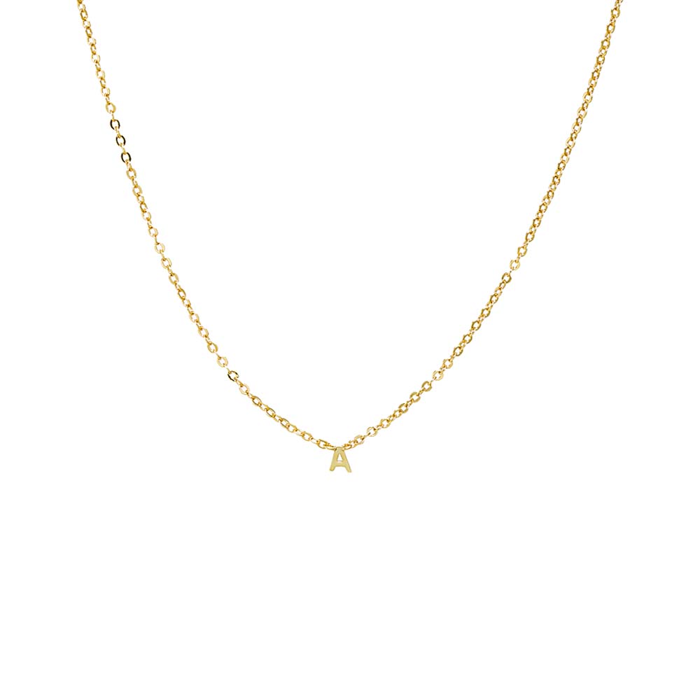 Gold / A Solid Mini Initial Pendant Necklace - Adina Eden's Jewels