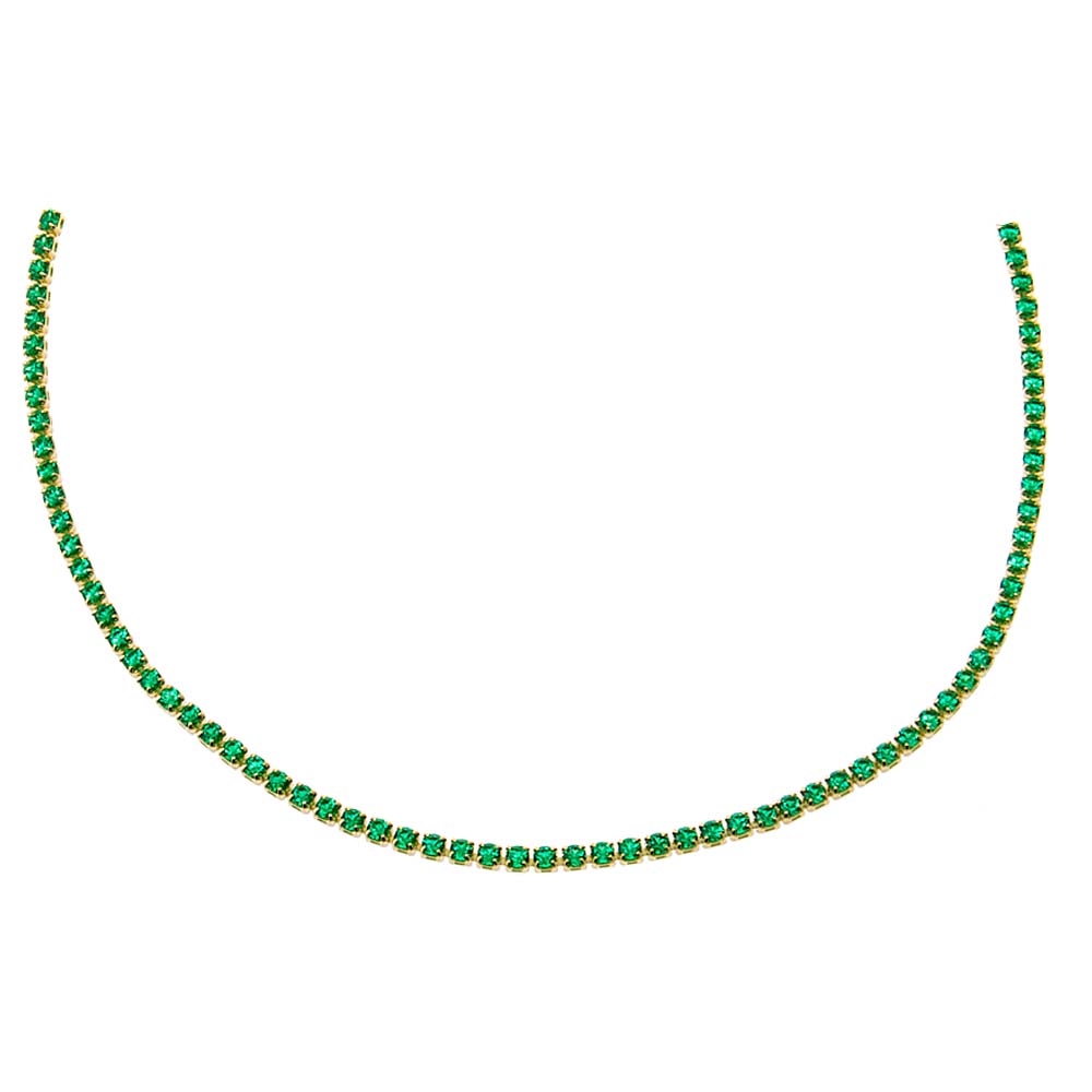 Emerald Green Colored CZ All Around Tennis Choker - Adina Eden's Jewels