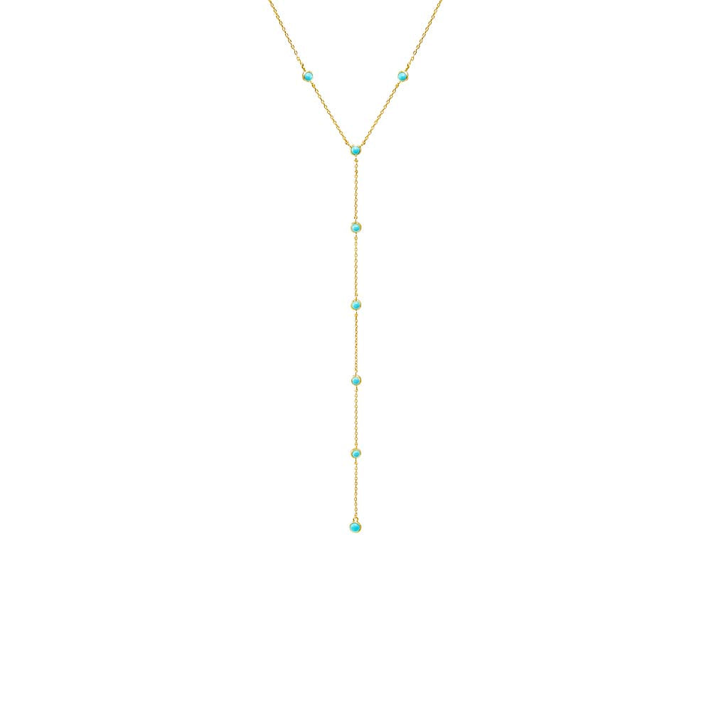 Turquoise Scattered Turquoise Bezel Lariat Necklace - Adina Eden's Jewels