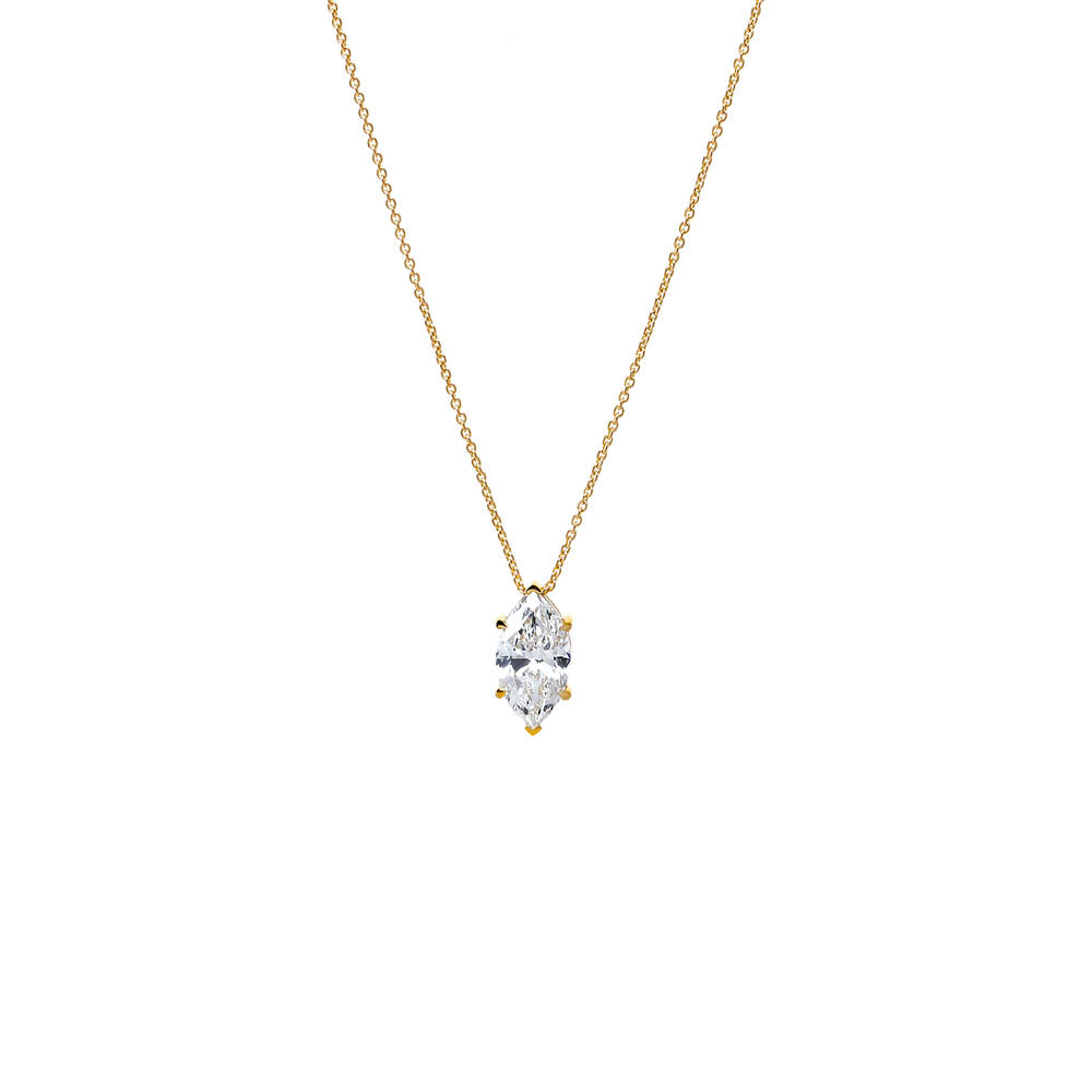 Lab Grown Diamond Marquise Solitaire Necklace 14K - Adina Eden's Jewels