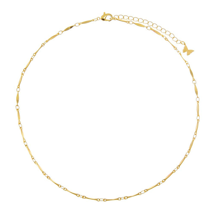 Gold Solid Flat Bar Chain Choker - Adina Eden's Jewels