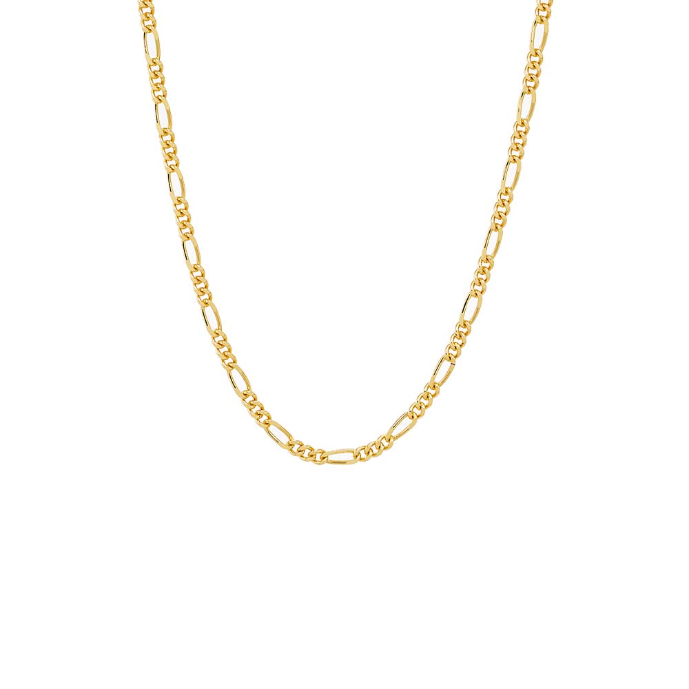 Gold Solid Figaro Chain Necklace - Adina Eden's Jewels