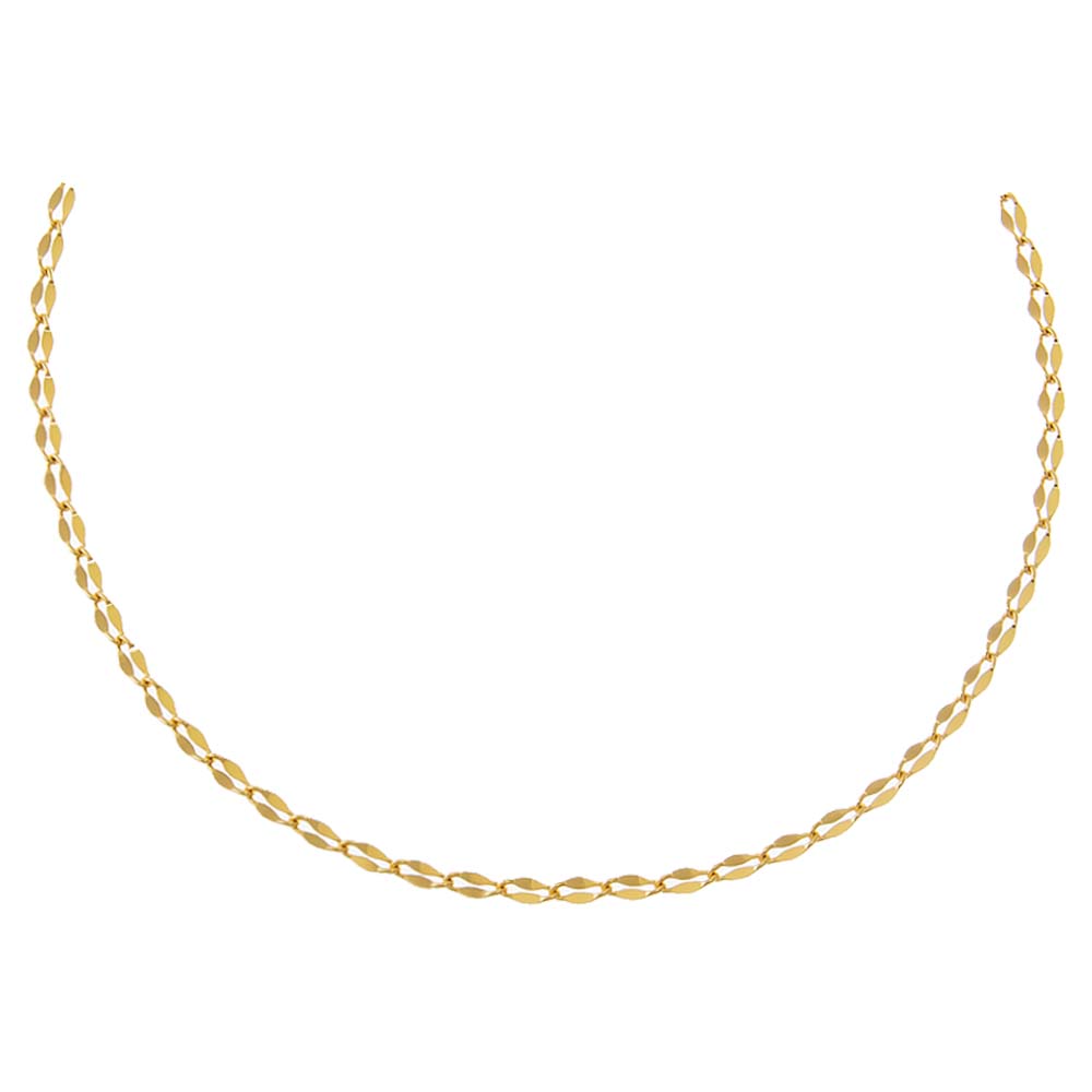 Gold Solid Flat Elongated Bead Chain Choker - Adina Eden's Jewels