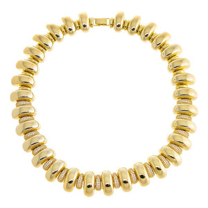  Solid/Pave Wide Ridged Tennis Necklace - Adina Eden's Jewels