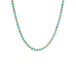 Turquoise Turquoise CZ Bezel Tennis Necklace - Adina Eden's Jewels