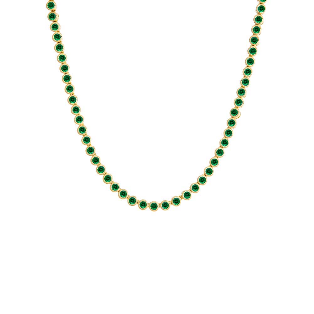 Emerald Green CZ Bezel Tennis Necklace