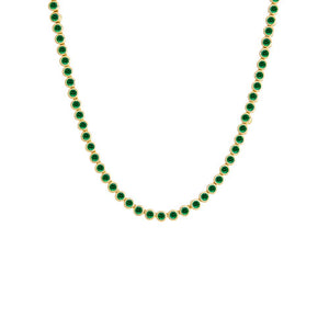 Emerald Green CZ Bezel Tennis Necklace