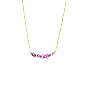 Multi Color Colored Multi Shape Curved Bar Necklace - Adina Eden's Jewels