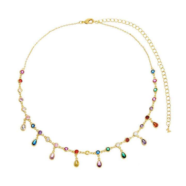  Colored Dangling Bezel Teardrops Necklace - Adina Eden's Jewels