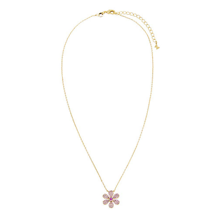  Pave Pink Fancy Flower Pendant Necklace - Adina Eden's Jewels