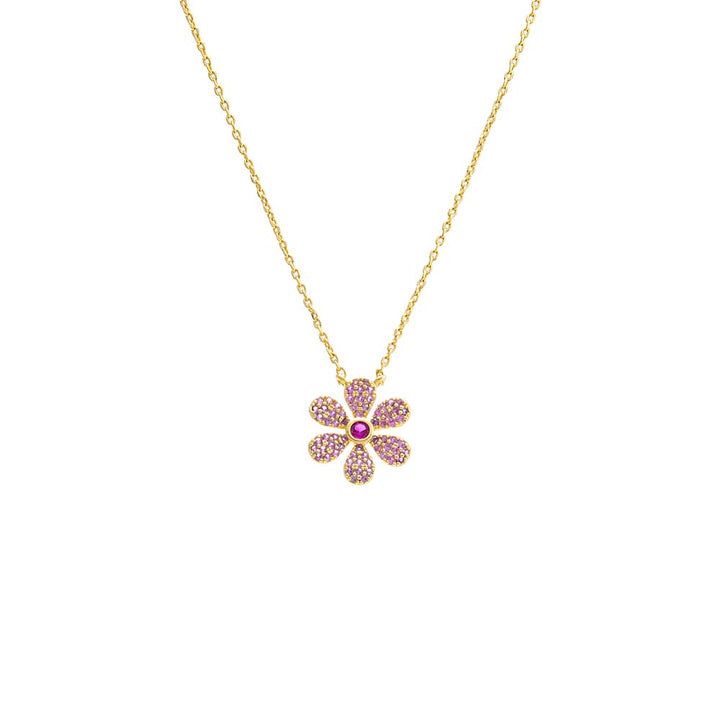 Sapphire Pink Pave Pink Fancy Flower Pendant Necklace - Adina Eden's Jewels