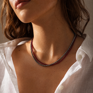 Colored Natural Stone Beaded Necklace 18" - Adina Eden's Jewels