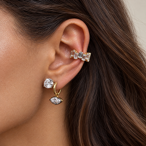 CZ Baguette Zig-Zag Solitaire Ear Cuff - Adina Eden's Jewels