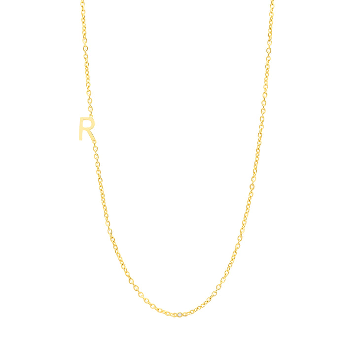  Diamond Bezel Sideway Initial Necklace 14K - Adina Eden's Jewels