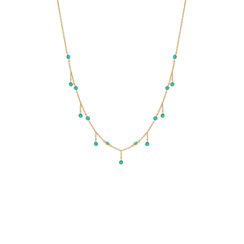 Turquoise Turquoise Bezel Shaker Necklace 14K - Adina Eden's Jewels