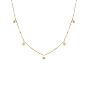 14K Gold Diamond Pave Multi Dangling Round Pendant Necklace 14K - Adina Eden's Jewels