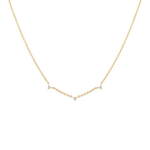  Diamond Trio Solitaire Embedded Necklace 14K - Adina Eden's Jewels