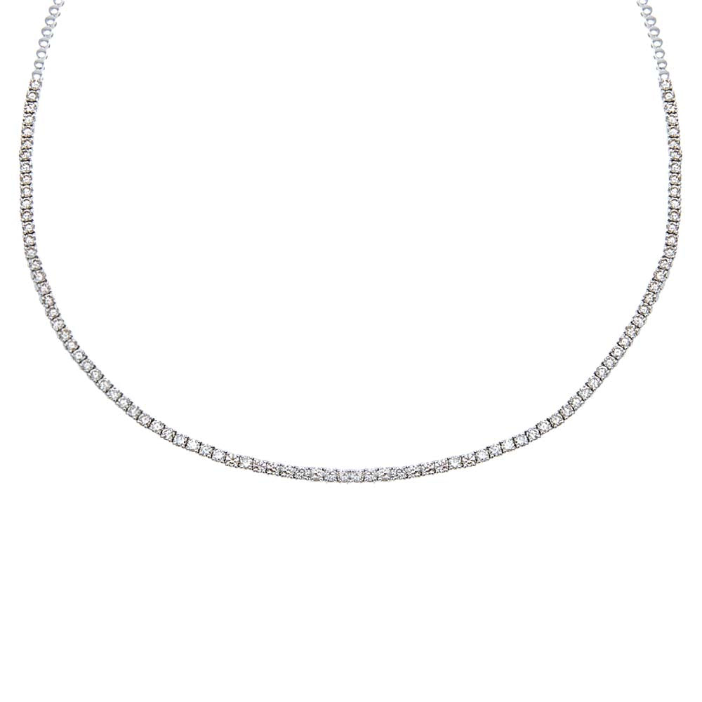 14K White Gold Diamond Four Prong Tennis Necklace 14K - Adina Eden's Jewels