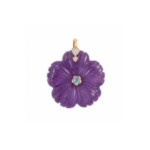 Amethyst Diamond Amethyst Flower Swiss Blue Topaz Charm 14K - Adina Eden's Jewels